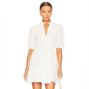 MINKPINK Sadie Broidery Mini Dress in Ivory Size Small